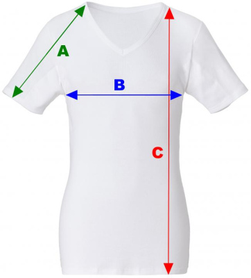 Undershirt against sweat stains sizes